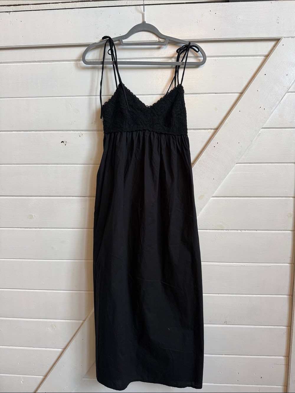 a new day Black Lace-Trim Slip with Tie Straps